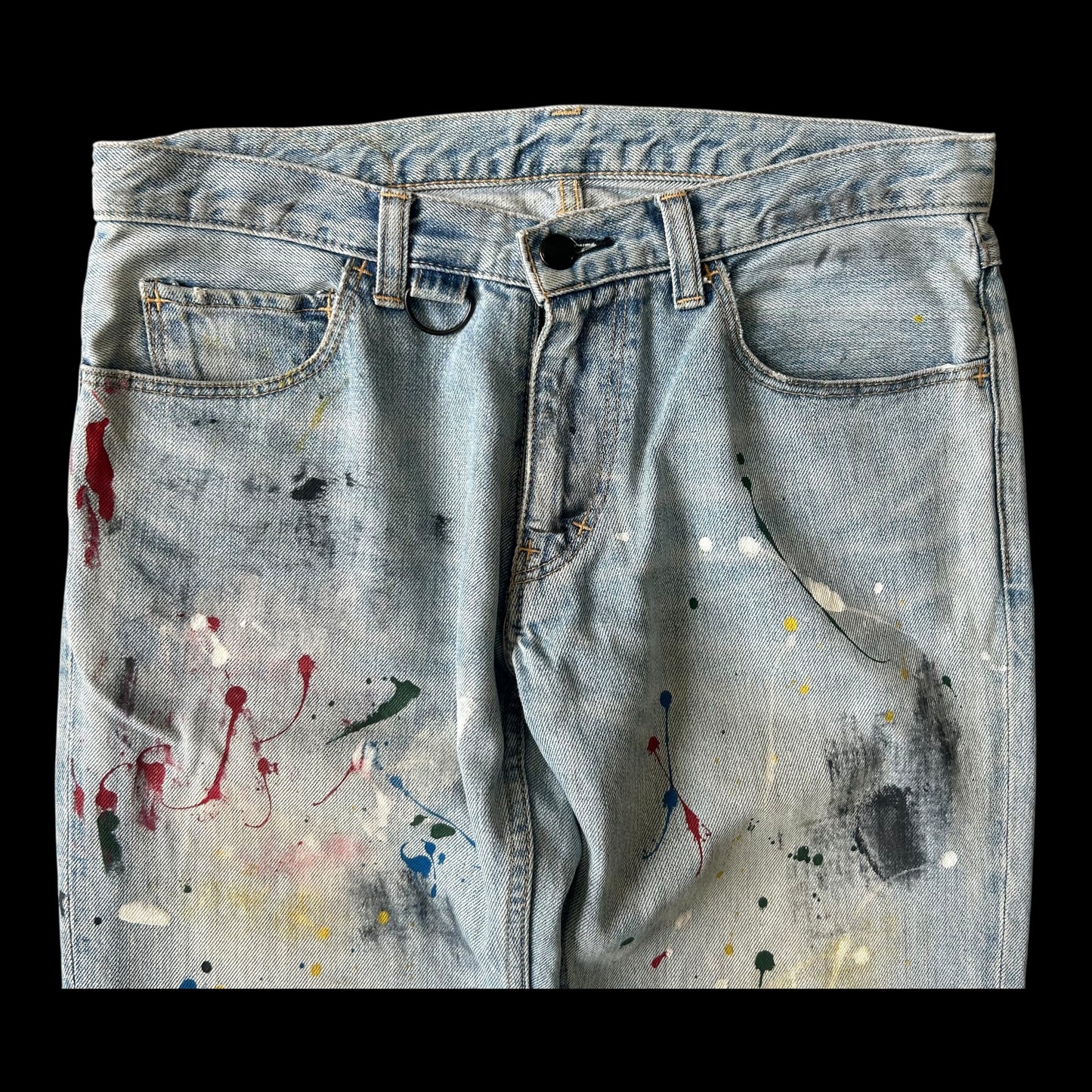 06SS “Welcome to The Shadow” Paint Splatter Denim Pants