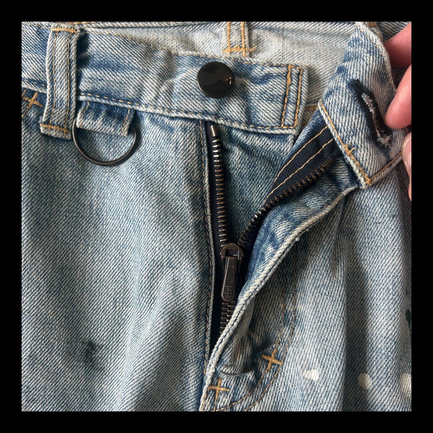 06SS “Welcome to The Shadow” Paint Splatter Denim Pants